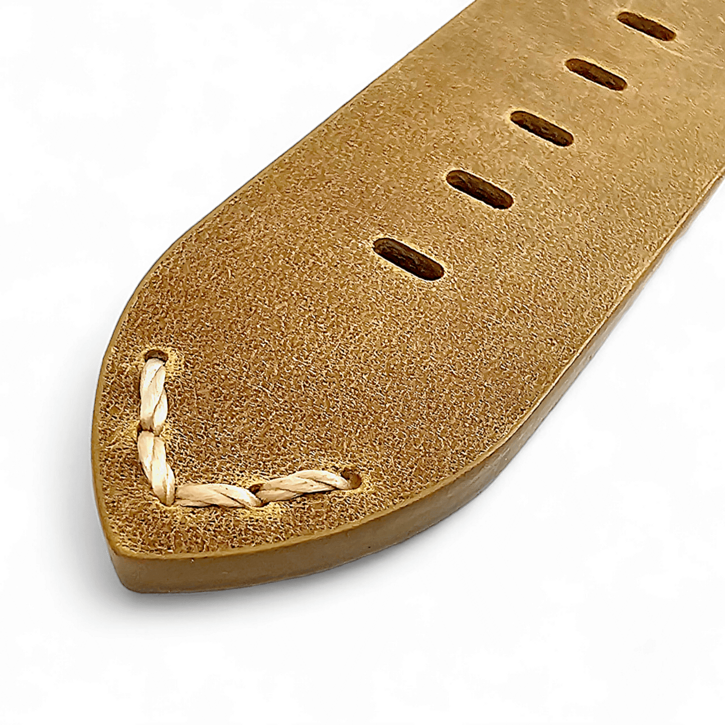 Top Grain Thick Leather Watch Strap For Apple Iwatch Khaki Beige - Wrist Envy