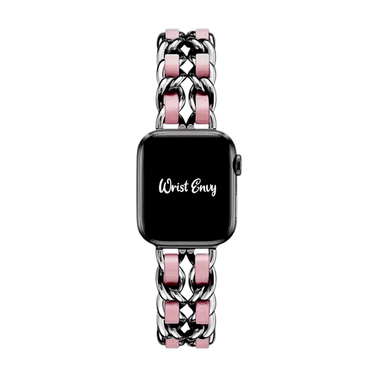 Twisted Lace Metal Bracelet for Apple Watch Silver Pink - Wrist Envy