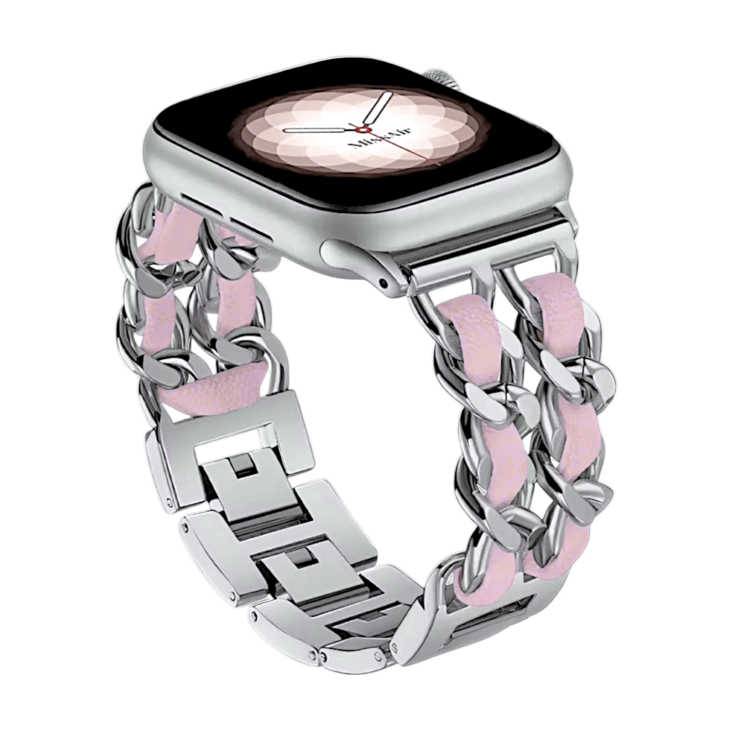Twisted Lace Metal Bracelet for Apple Watch Silver Pink - Wrist Envy