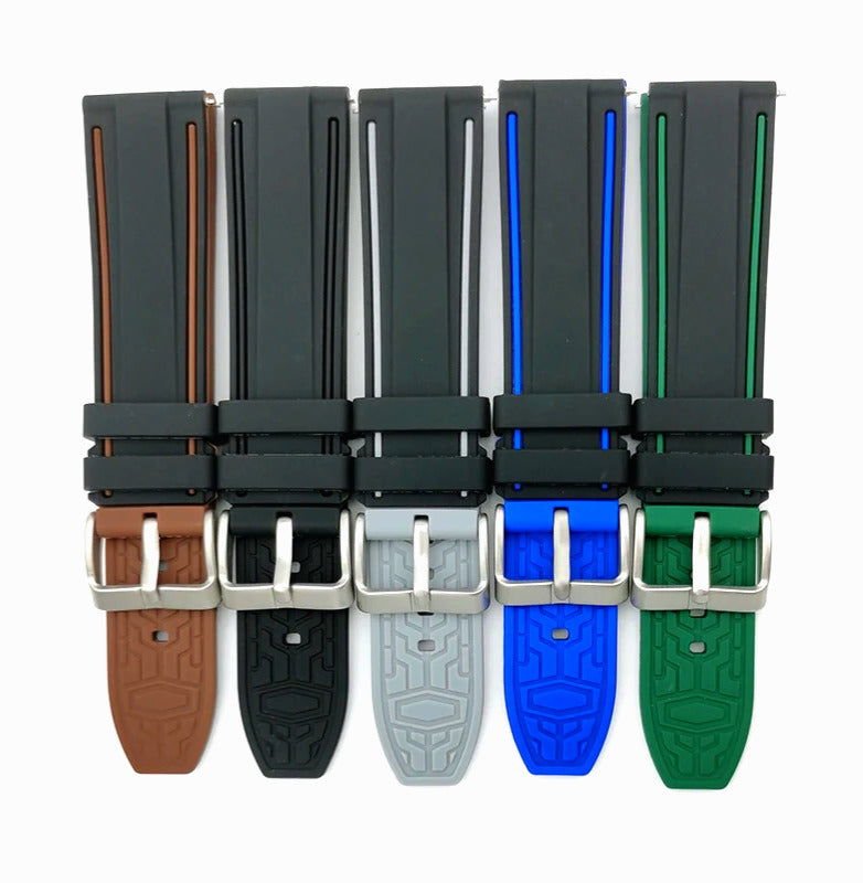 Two Tone Silicone Rubber Divers Watch Strap Band 20mm 22mm 24mm - Wrist Envy