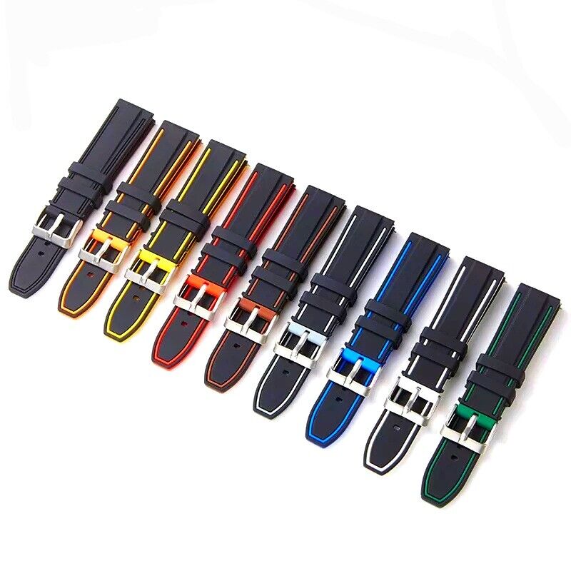 Two Tone Silicone Rubber Divers Watch Strap Band 20mm 22mm 24mm - Wrist Envy