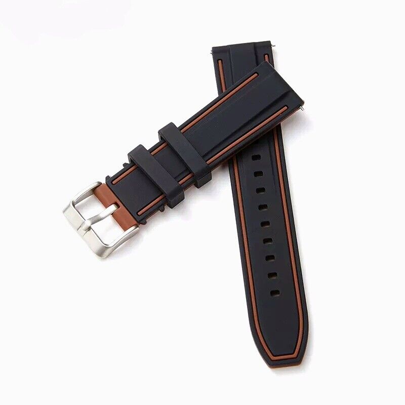 Two Tone Silicone Rubber Divers Watch Strap Band 20mm 22mm 24mm - Wrist Envy