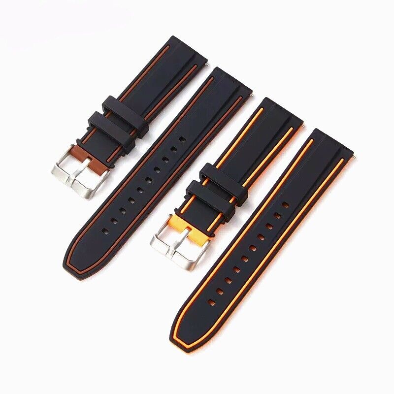Two Tone Silicone Rubber Divers Watch Strap Band 20mm 22mm 24mm - Wrist Envy