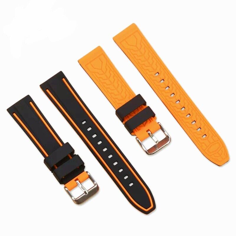 Two Tone Silicone Rubber Divers Watch Strap Band 20mm 22mm 24mm - Wrist Envy