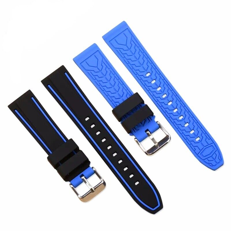 Two Tone Silicone Rubber Divers Watch Strap Band 20mm 22mm 24mm - Wrist Envy