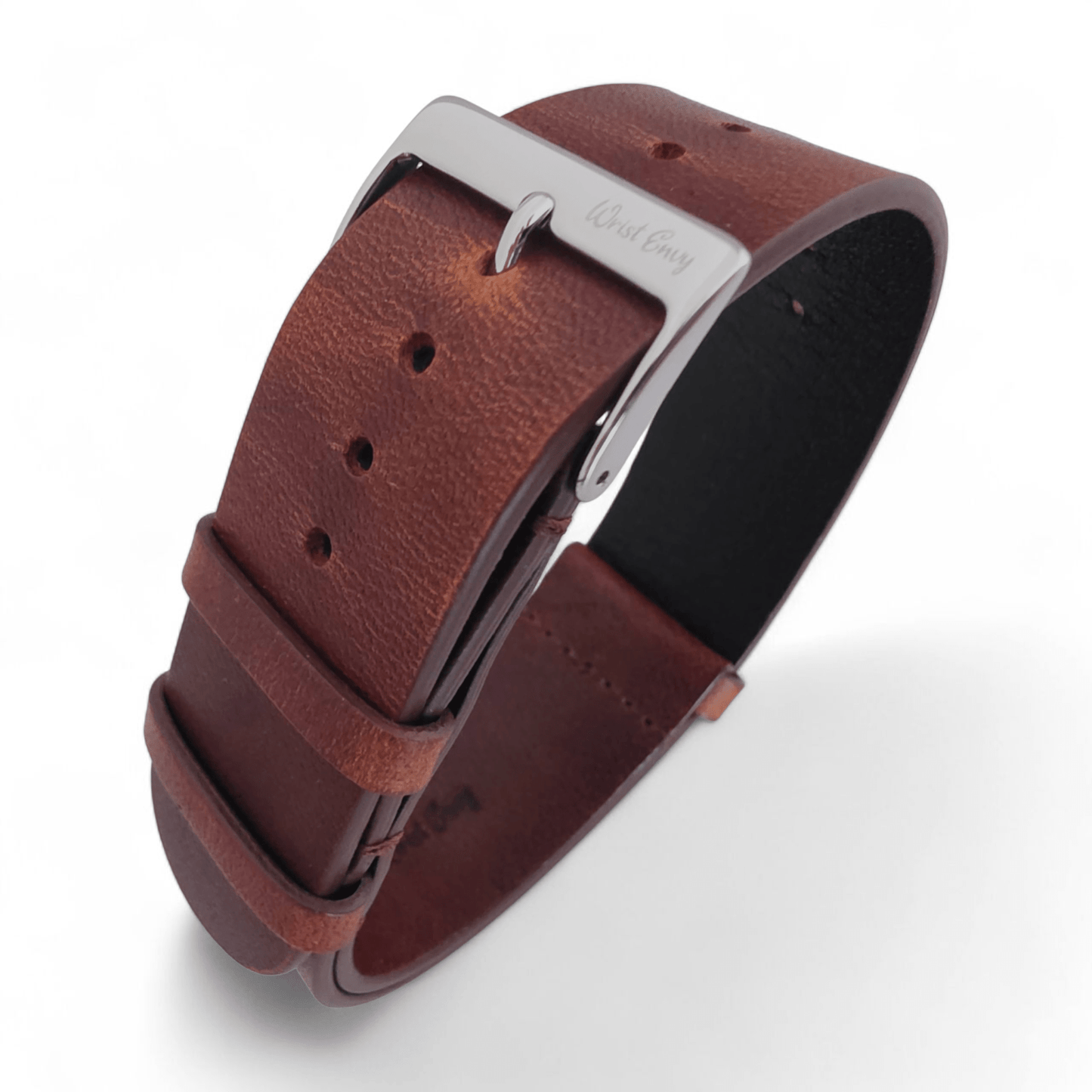 Vanguard Horween Leather Military Watch Strap 20mm 22mm Dark Brown - Wrist Envy