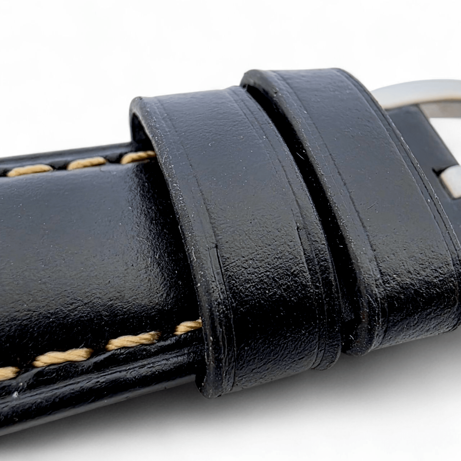 Vegetable Tanned Cracked Leather Watch Strap 20mm 22mm Black - Wrist Envy