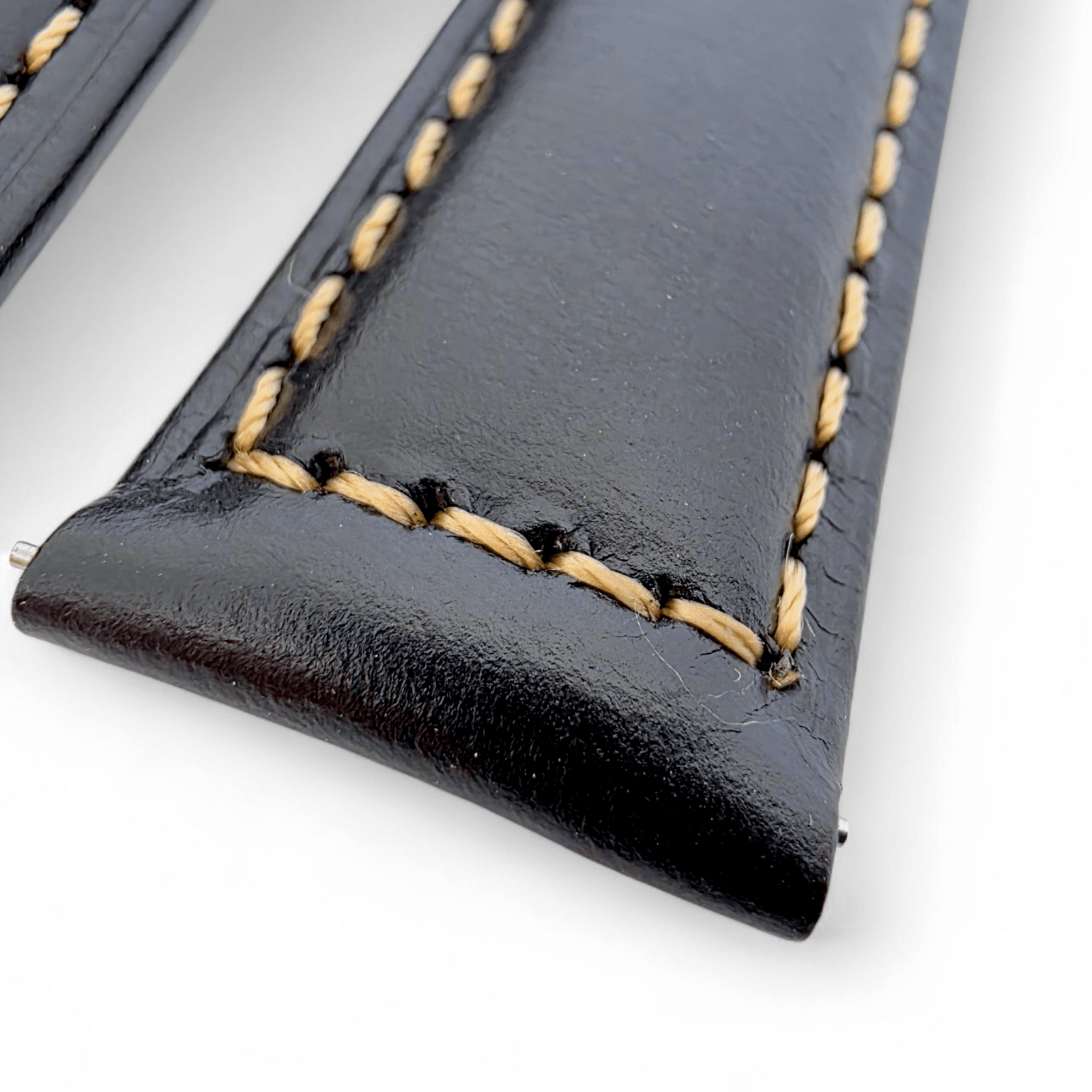 Vegetable Tanned Cracked Leather Watch Strap 20mm 22mm Black - Wrist Envy