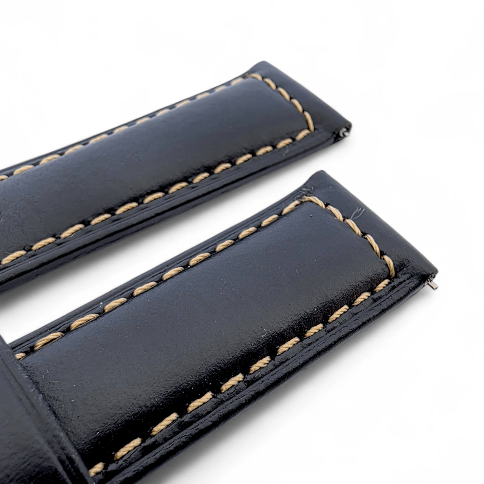 Vegetable Tanned Cracked Leather Watch Strap 20mm 22mm Black - Wrist Envy