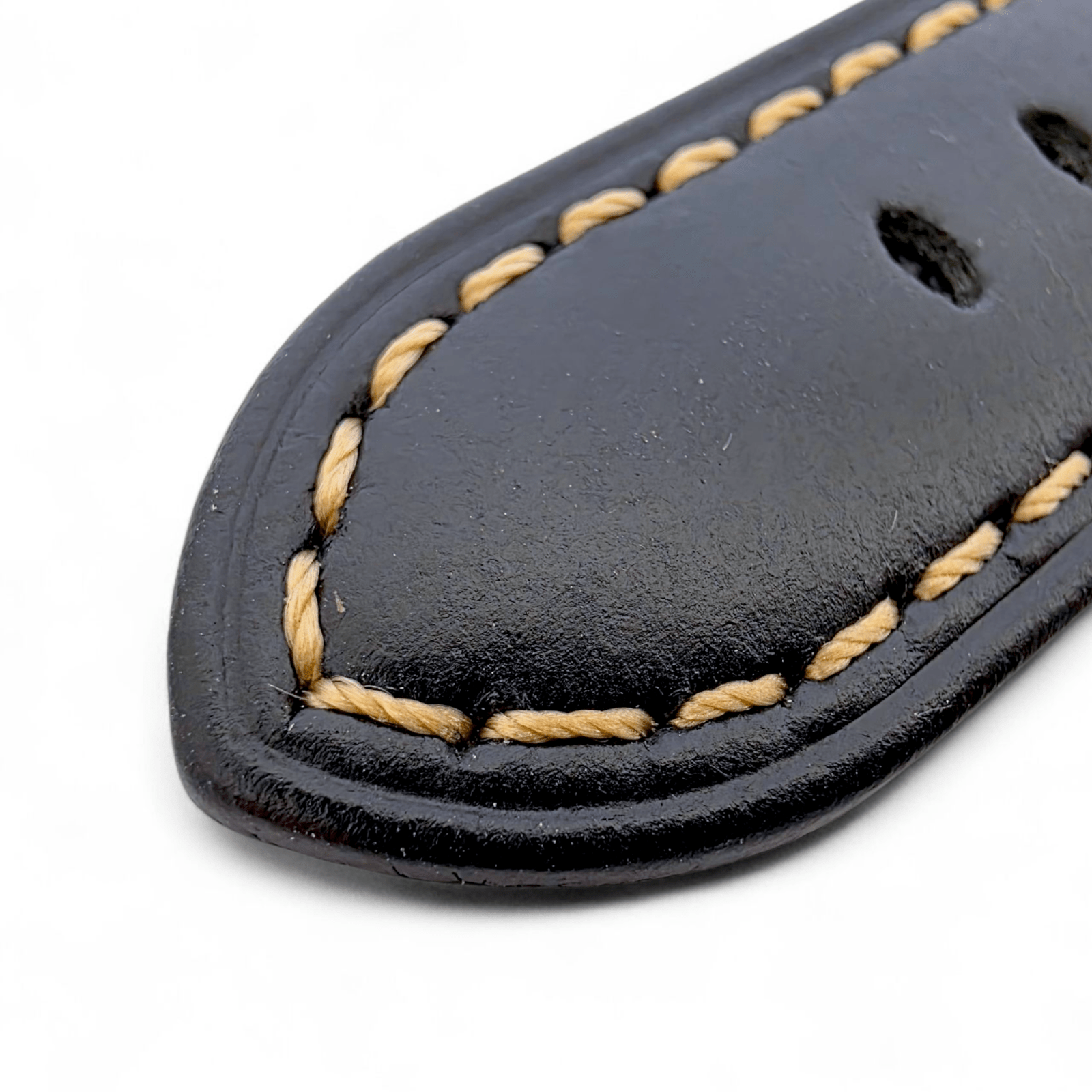 Vegetable Tanned Cracked Leather Watch Strap 20mm 22mm Black - Wrist Envy