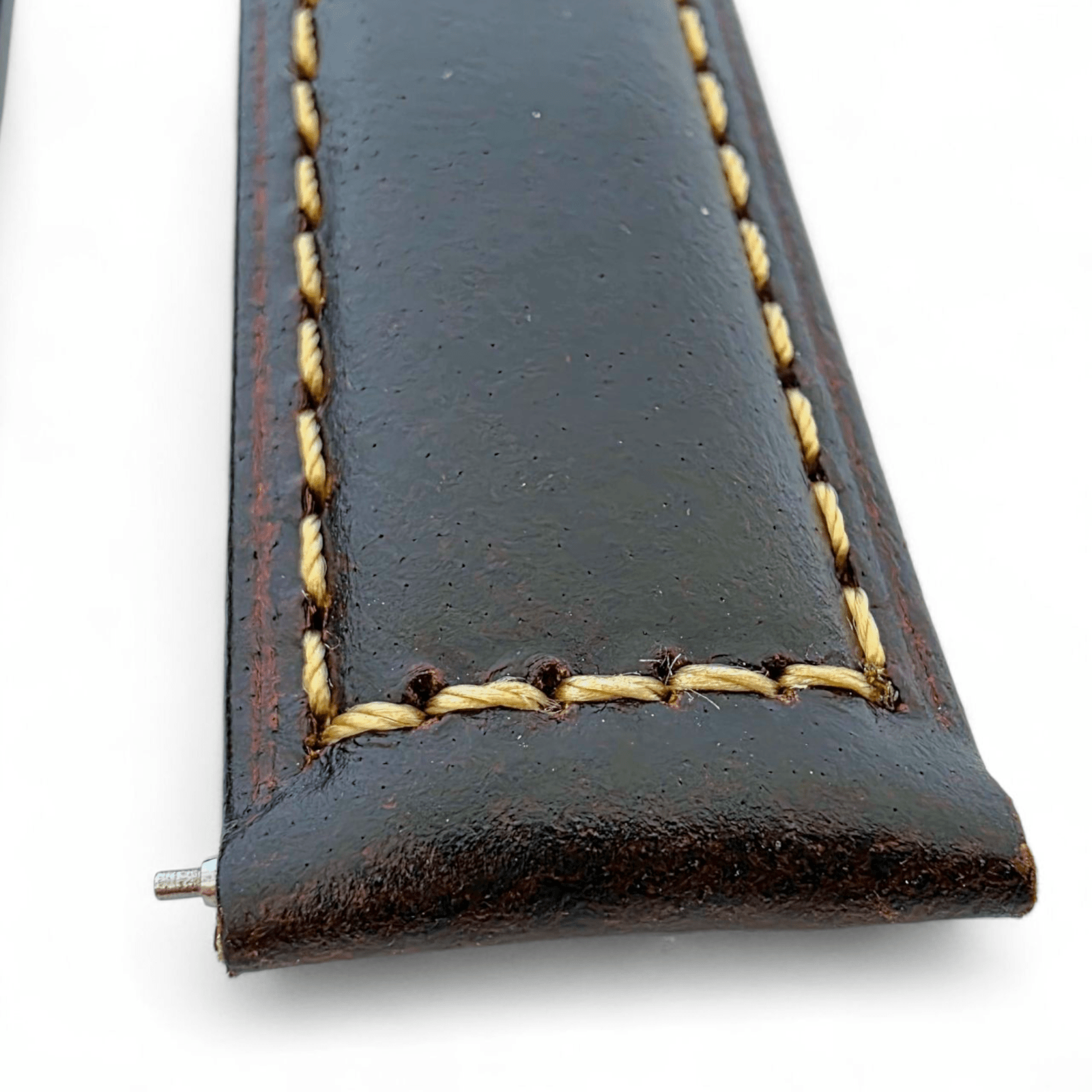 Vegetable Tanned Cracked Leather Watch Strap 20mm 22mm Dark Brown - Wrist Envy
