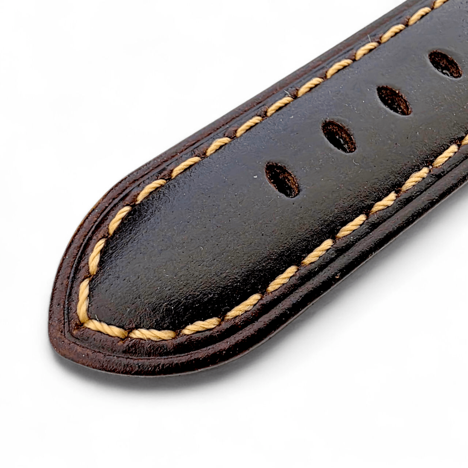 Vegetable Tanned Cracked Leather Watch Strap 20mm 22mm Dark Brown - Wrist Envy