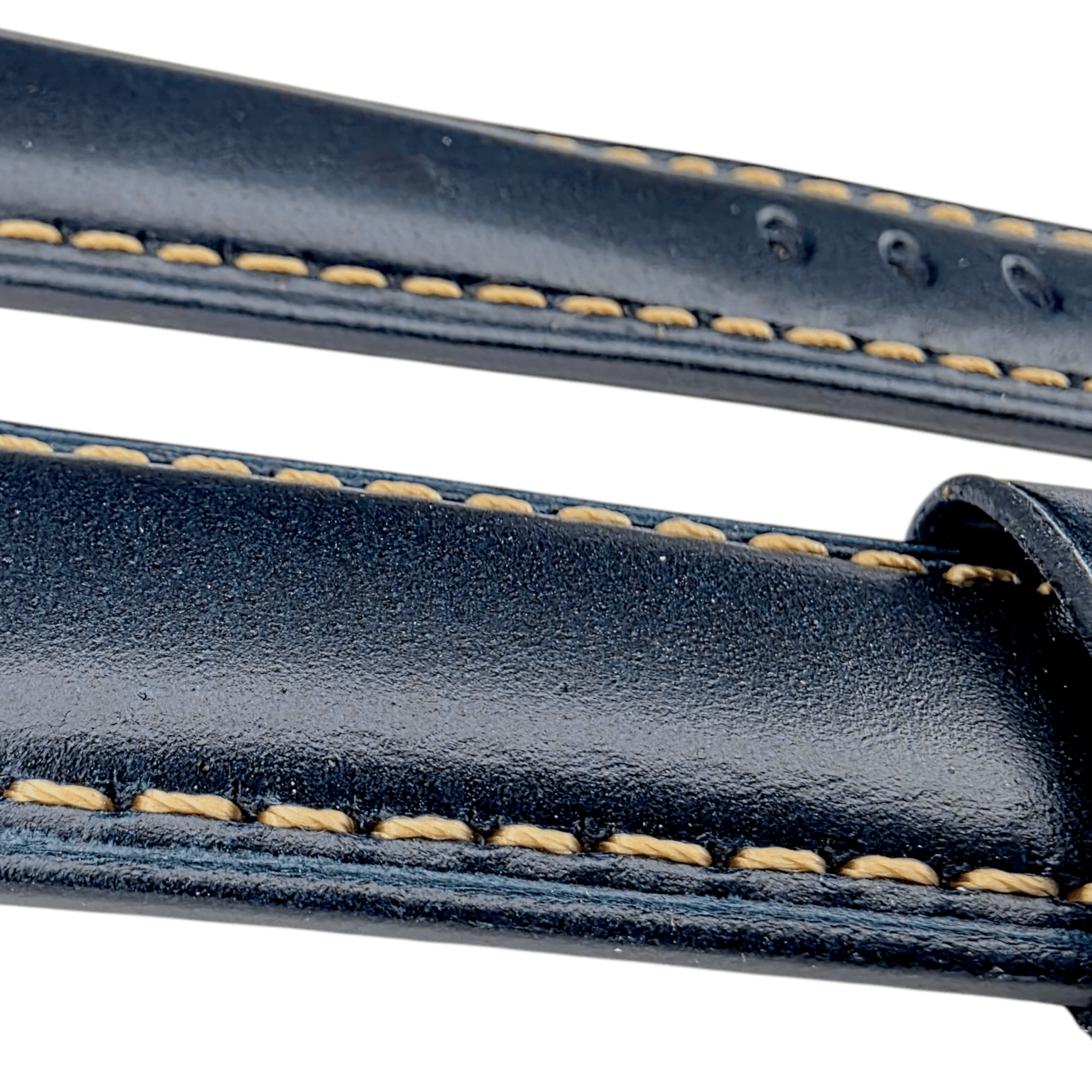 Vegetable Tanned Cracked Leather Watch Strap 20mm 22mm Navy Blue - Wrist Envy