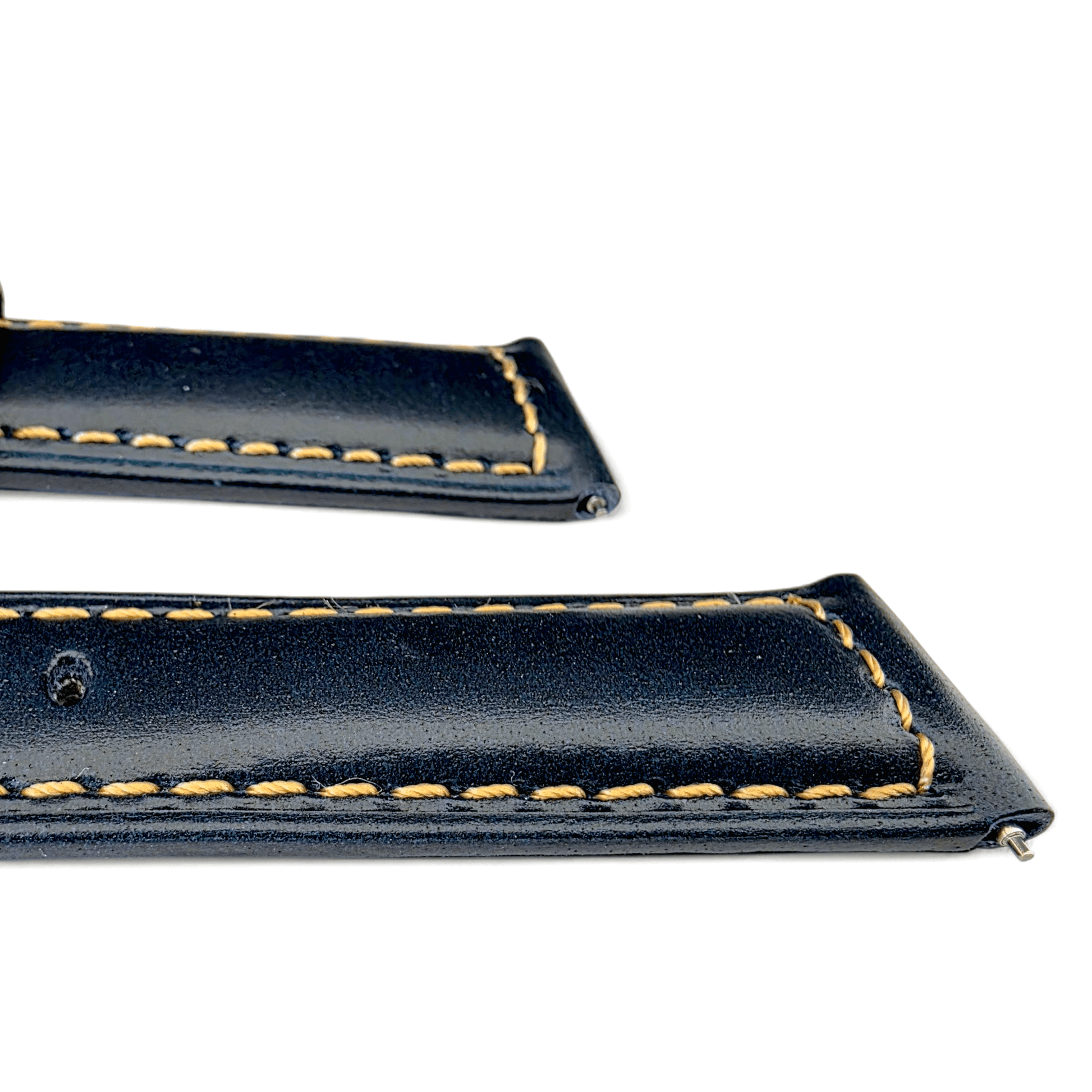 Vegetable Tanned Cracked Leather Watch Strap 20mm 22mm Navy Blue - Wrist Envy
