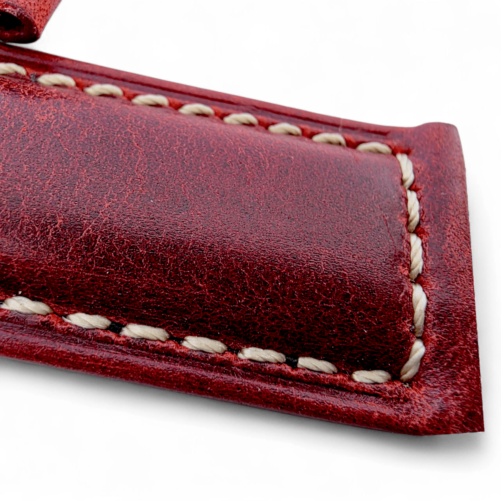 Vegetable Tanned Cracked Leather Watch Strap 20mm 22mm Red - Wrist Envy