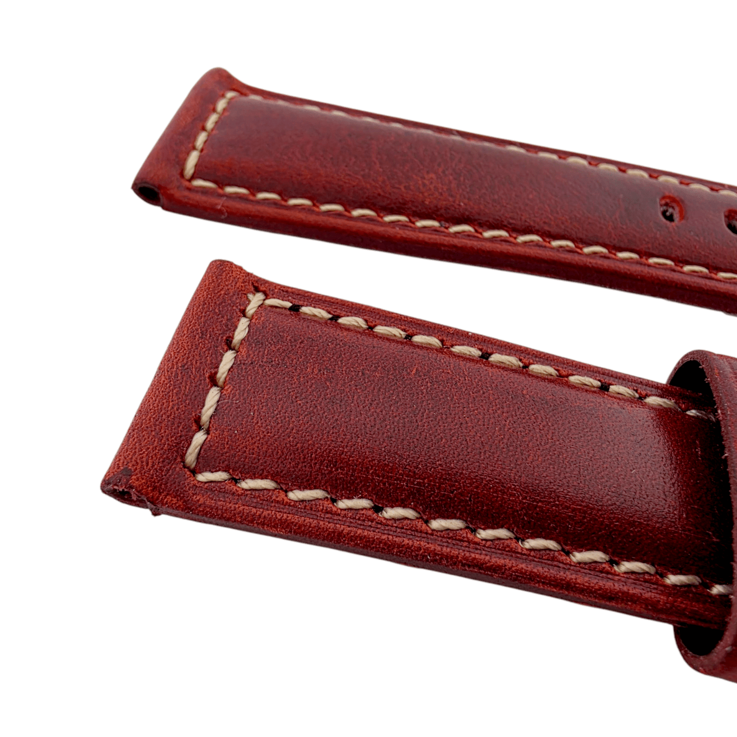 Vegetable Tanned Cracked Leather Watch Strap 20mm 22mm Red - Wrist Envy