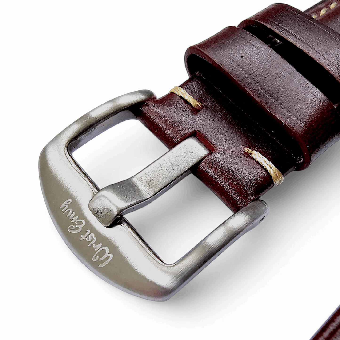 Vegetable Tanned Leather Watch Strap 20mm 22mm Burgundy - Wrist Envy