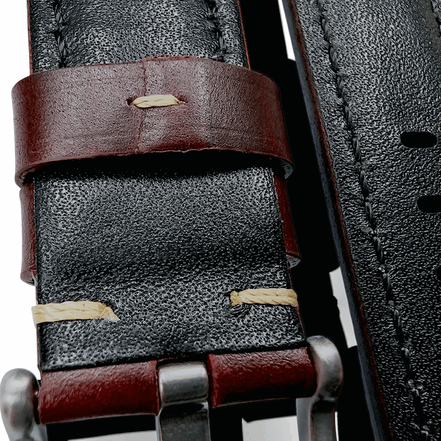 Vegetable Tanned Leather Watch Strap 20mm 22mm Burgundy - Wrist Envy
