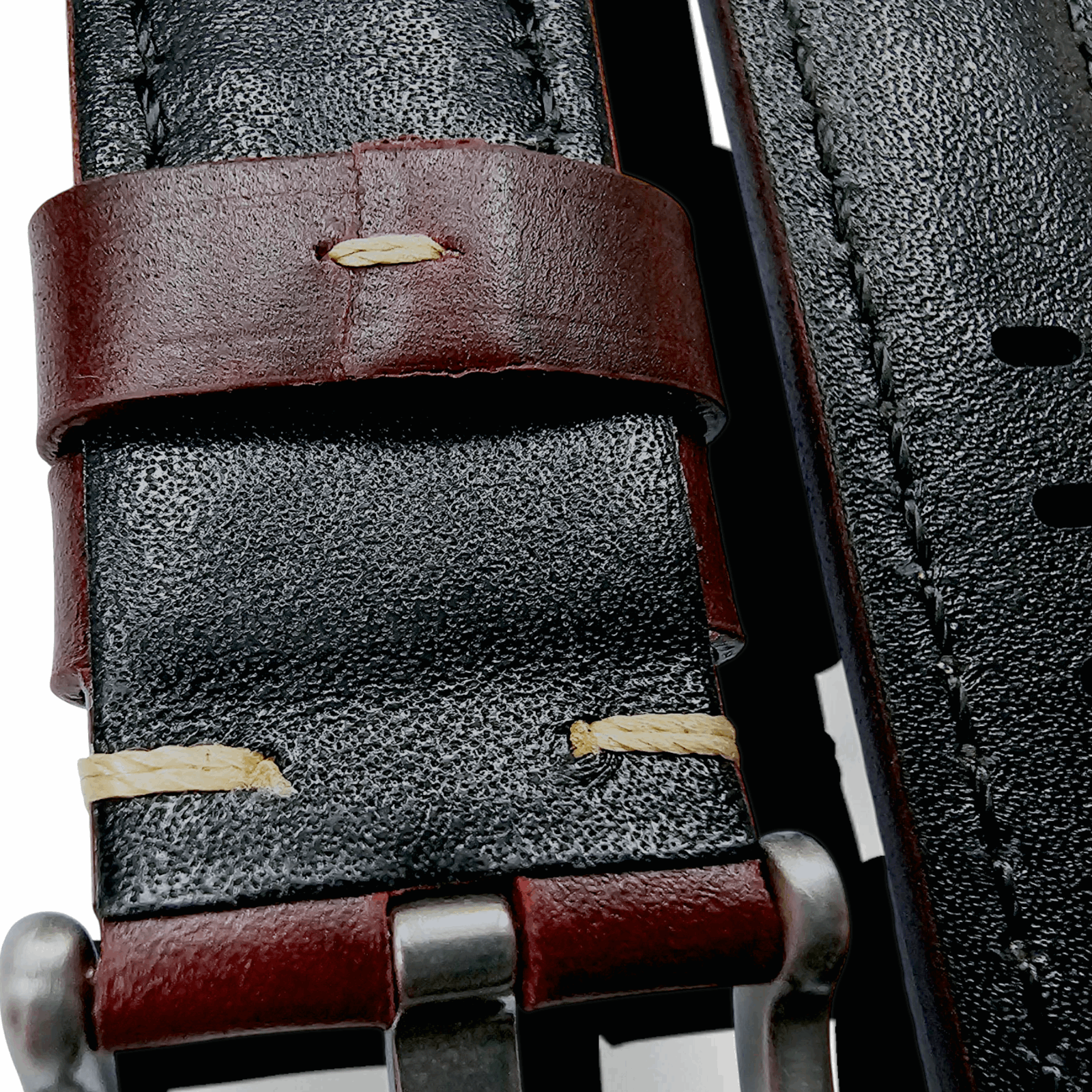 Vegetable Tanned Leather Watch Strap 20mm 22mm Burgundy - Wrist Envy