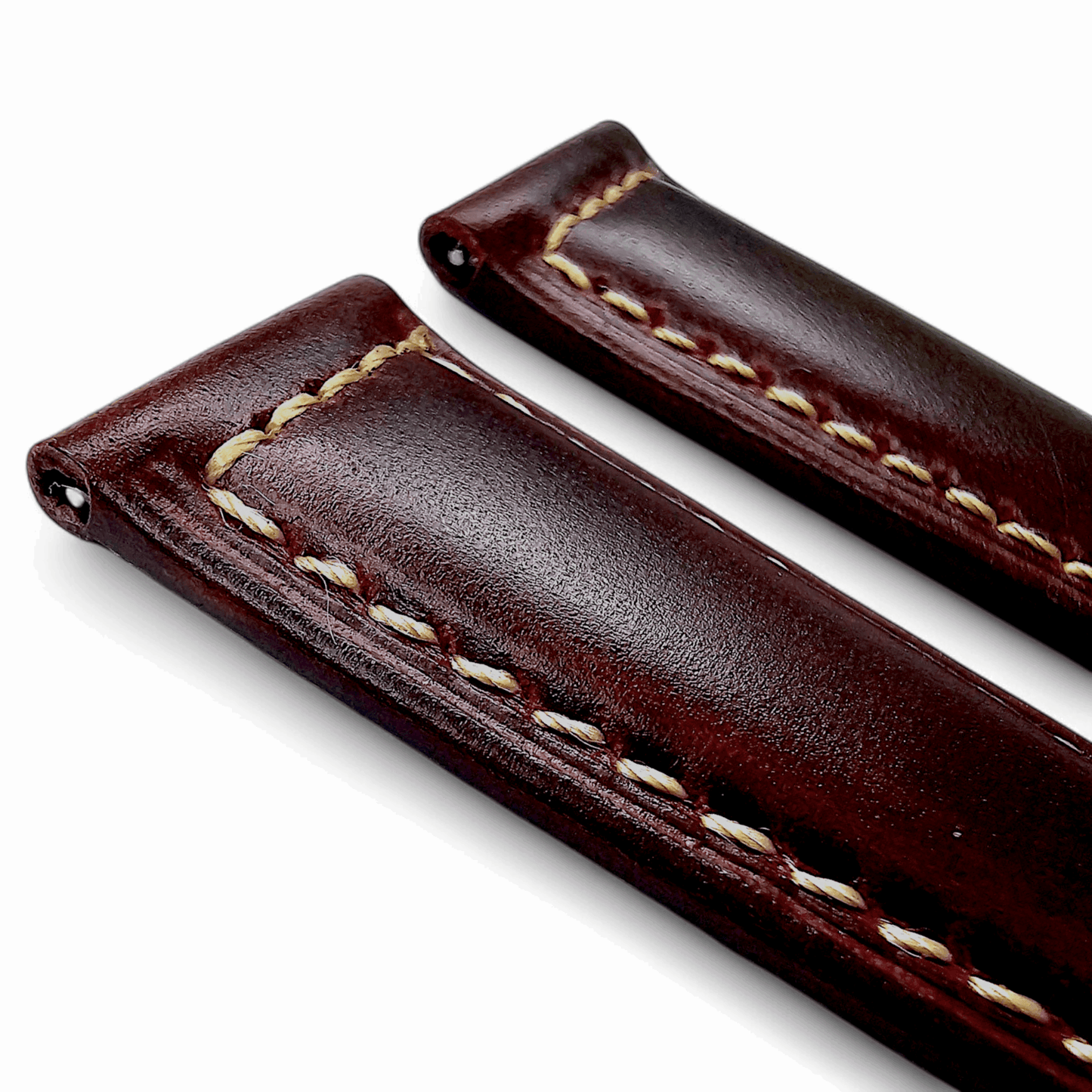 Vegetable Tanned Leather Watch Strap 20mm 22mm Burgundy - Wrist Envy