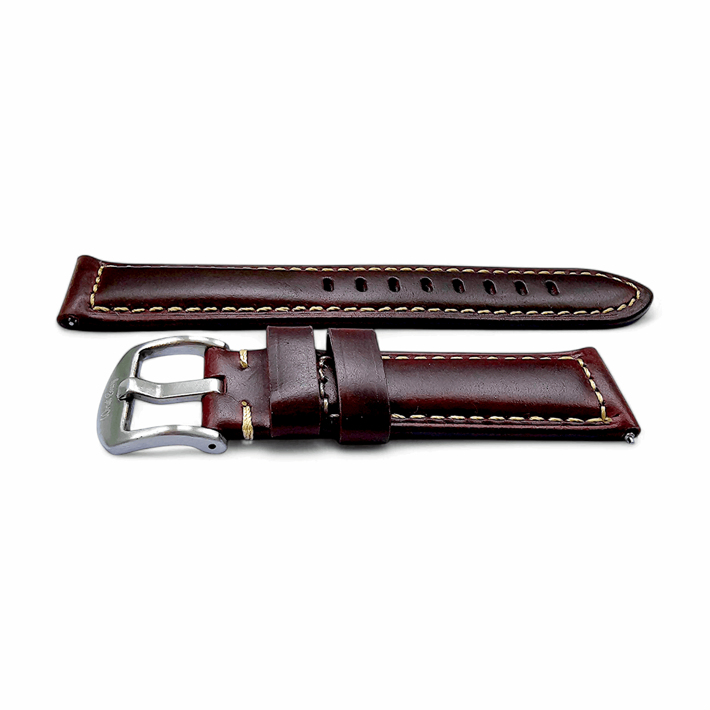 Vegetable Tanned Leather Watch Strap 20mm 22mm Burgundy - Wrist Envy
