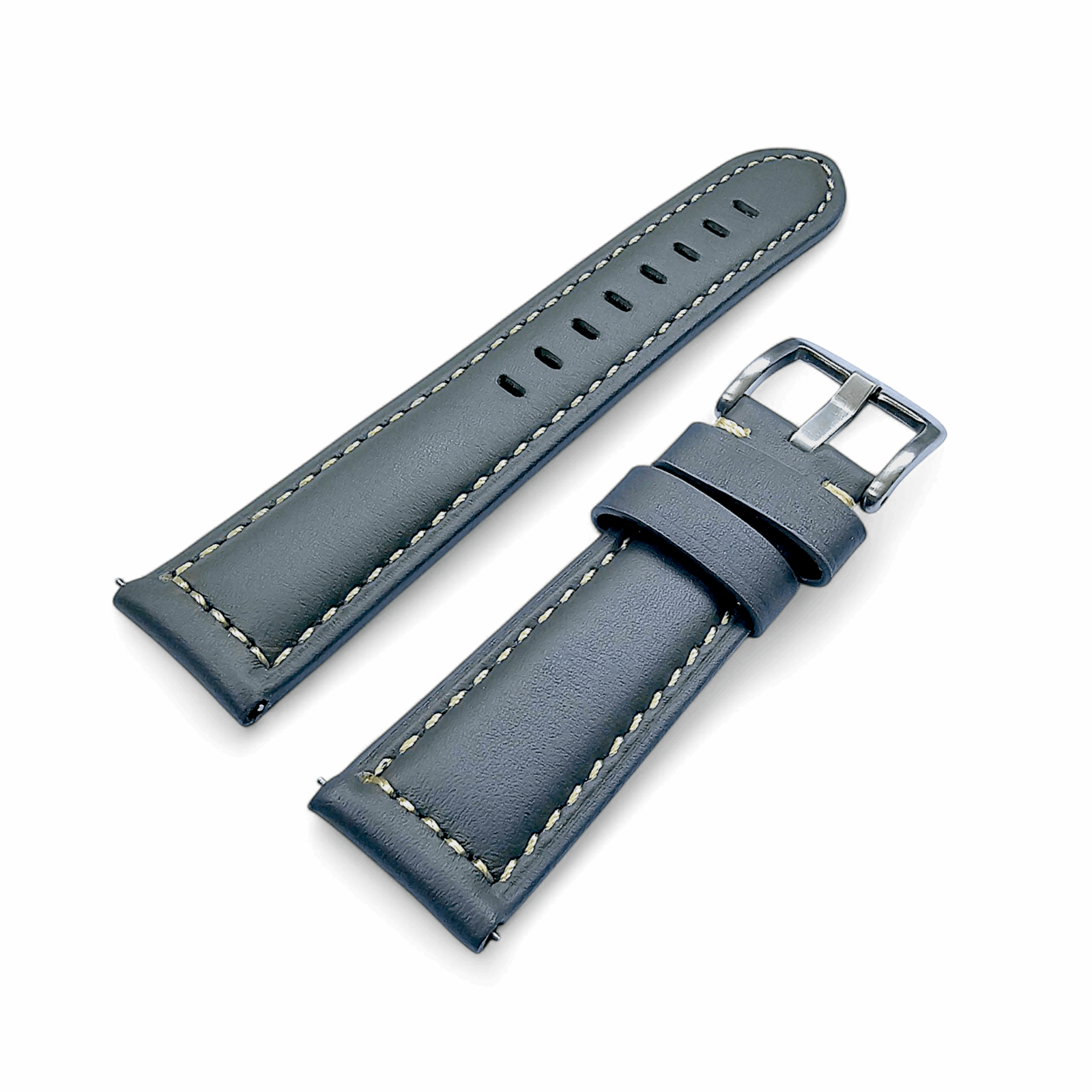 Vegetable Tanned Leather Watch Strap 20mm 22mm Pearl Grey - Wrist Envy