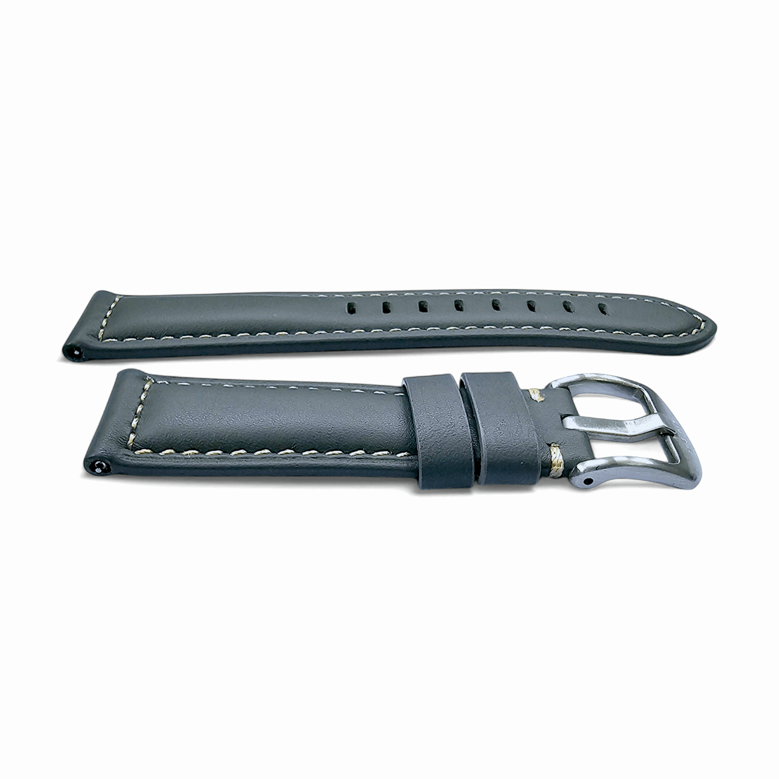 Vegetable Tanned Leather Watch Strap 20mm 22mm Pearl Grey - Wrist Envy