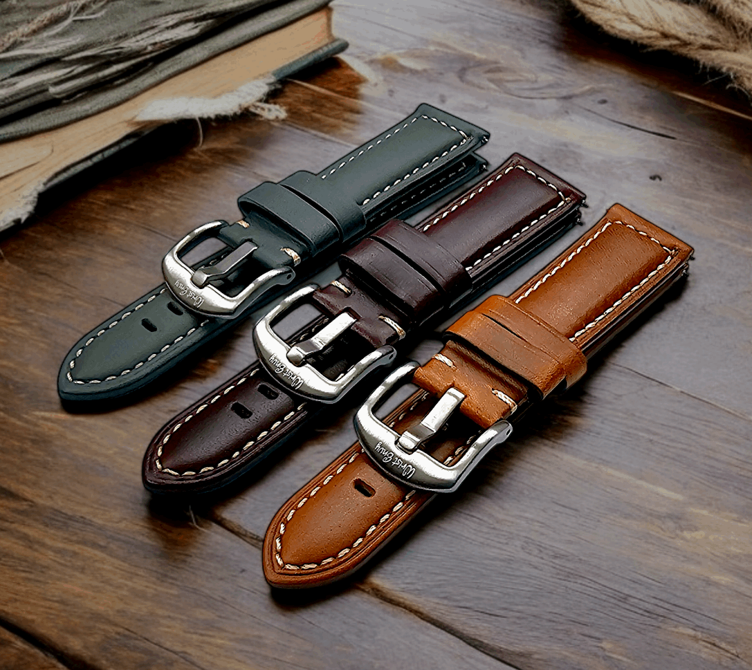 Vegetable Tanned Leather Watch Strap 20mm 22mm Pearl Grey - Wrist Envy