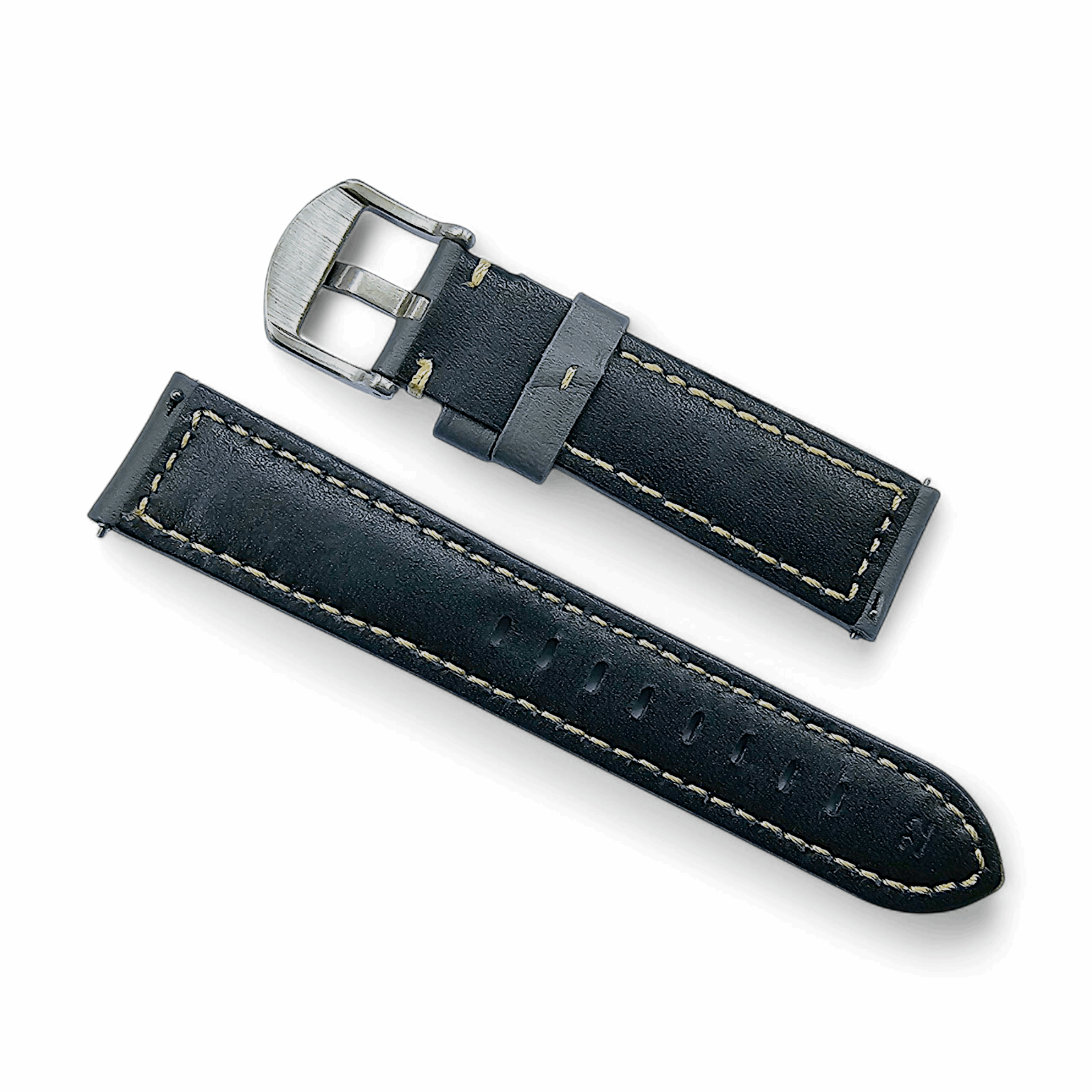 Vegetable Tanned Leather Watch Strap 20mm 22mm Pearl Grey - Wrist Envy