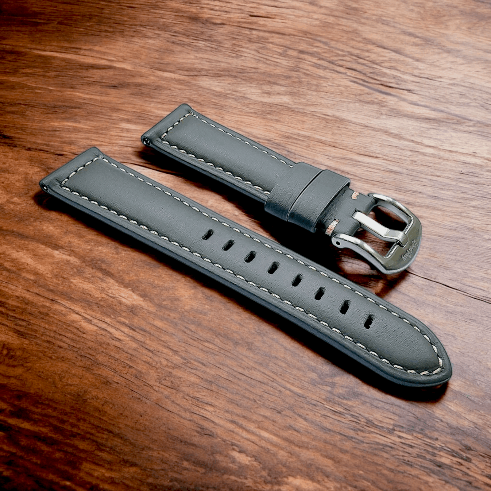 Vegetable Tanned Leather Watch Strap 20mm 22mm Pearl Grey - Wrist Envy