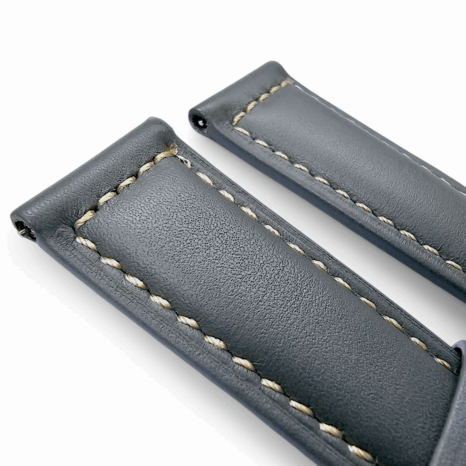 Vegetable Tanned Leather Watch Strap 20mm 22mm Pearl Grey - Wrist Envy