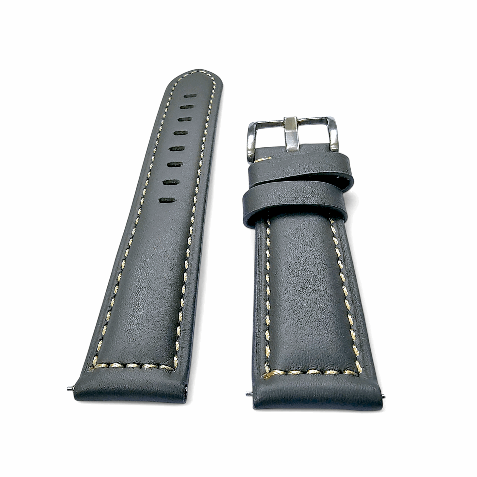 Vegetable Tanned Leather Watch Strap 20mm 22mm Pearl Grey - Wrist Envy