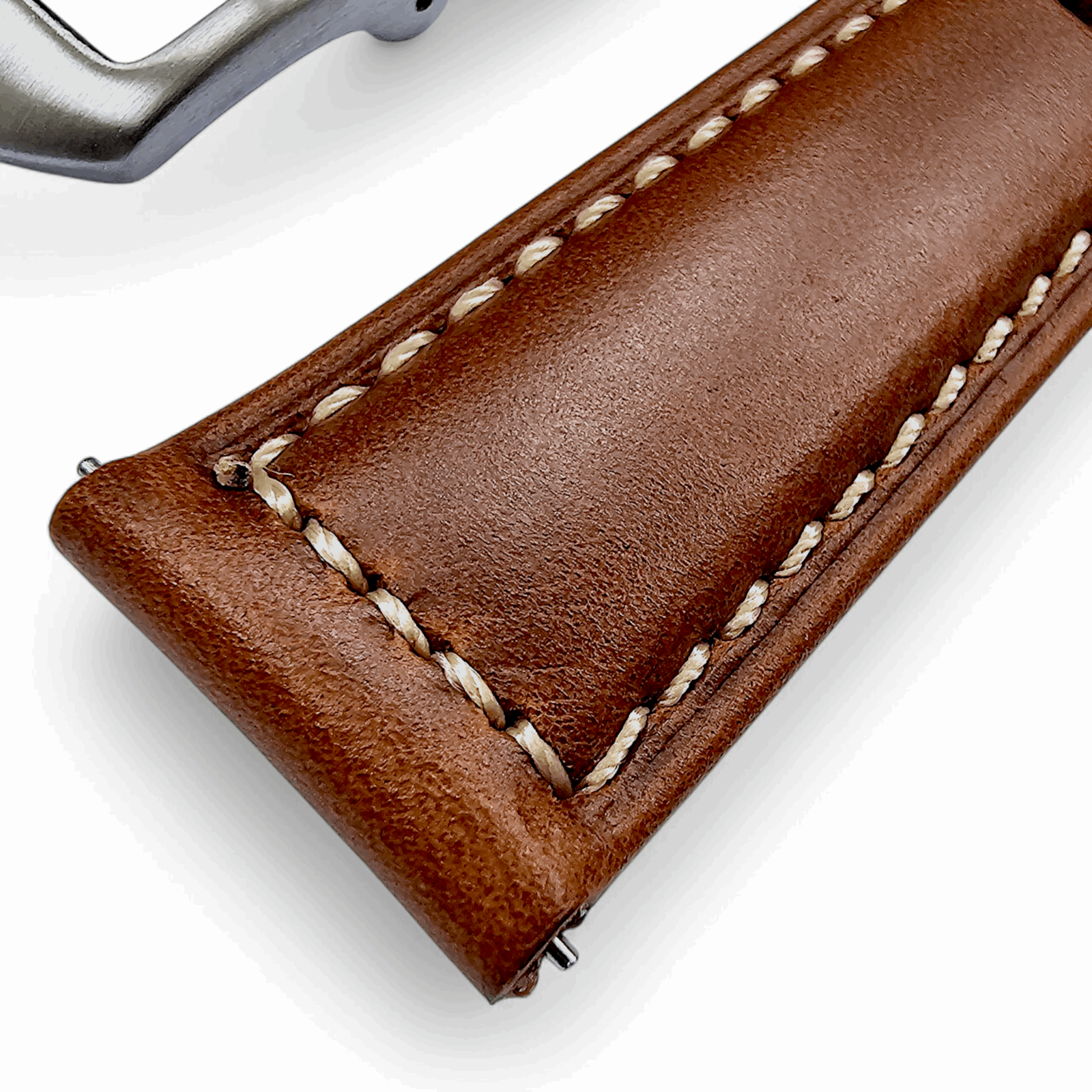Vegetable Tanned Leather Watch Strap 20mm 22mm Tan Brown - Wrist Envy
