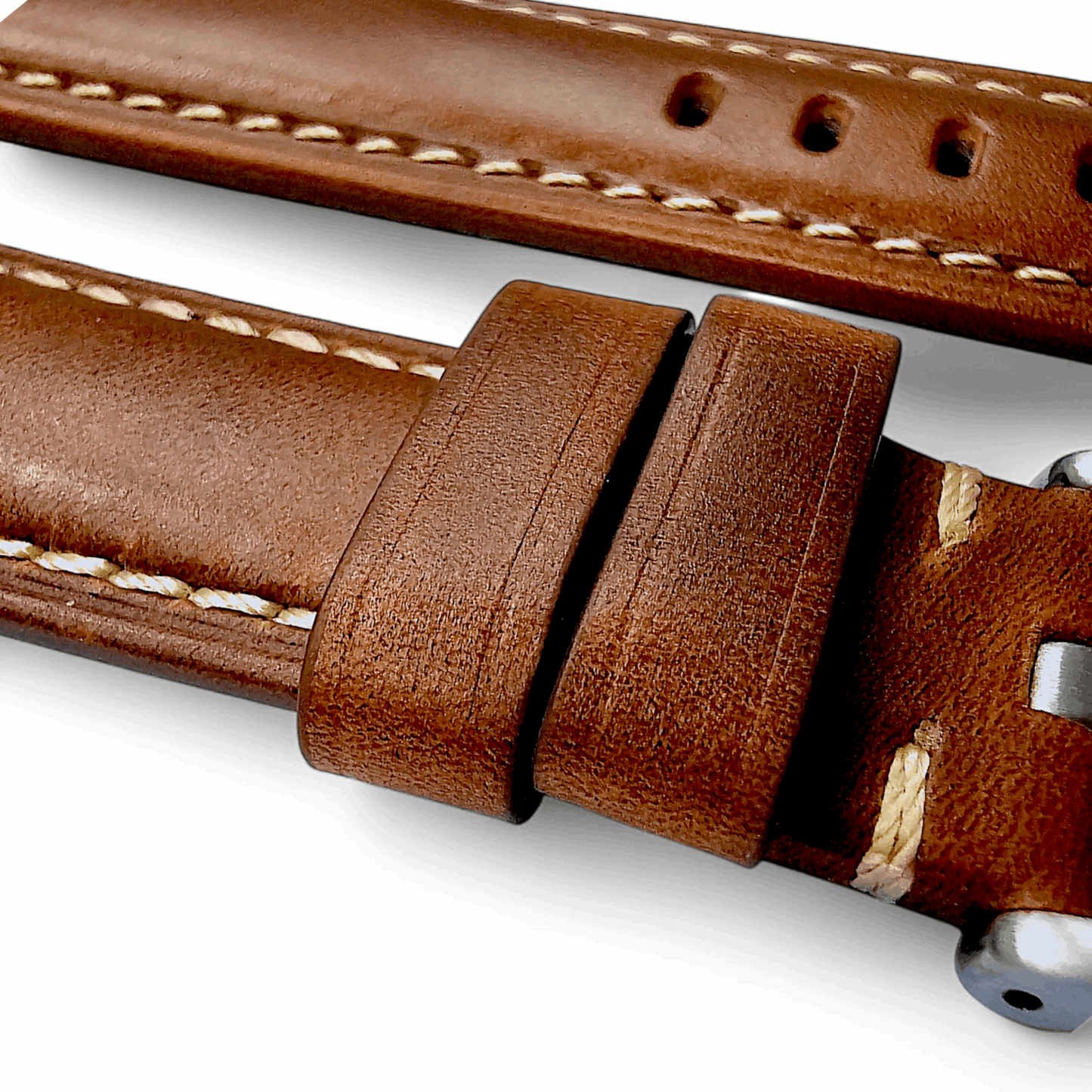 Vegetable Tanned Leather Watch Strap 20mm 22mm Tan Brown - Wrist Envy