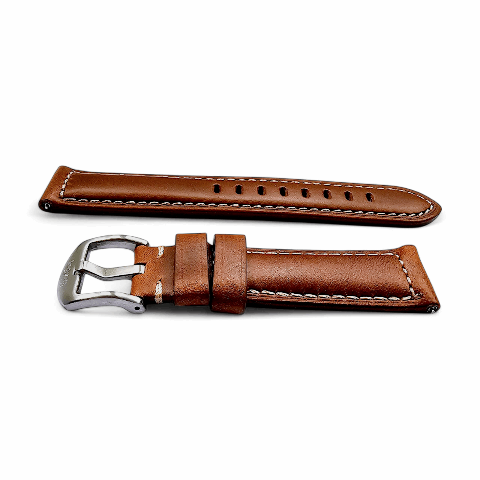 Vegetable Tanned Leather Watch Strap 20mm 22mm Tan Brown - Wrist Envy