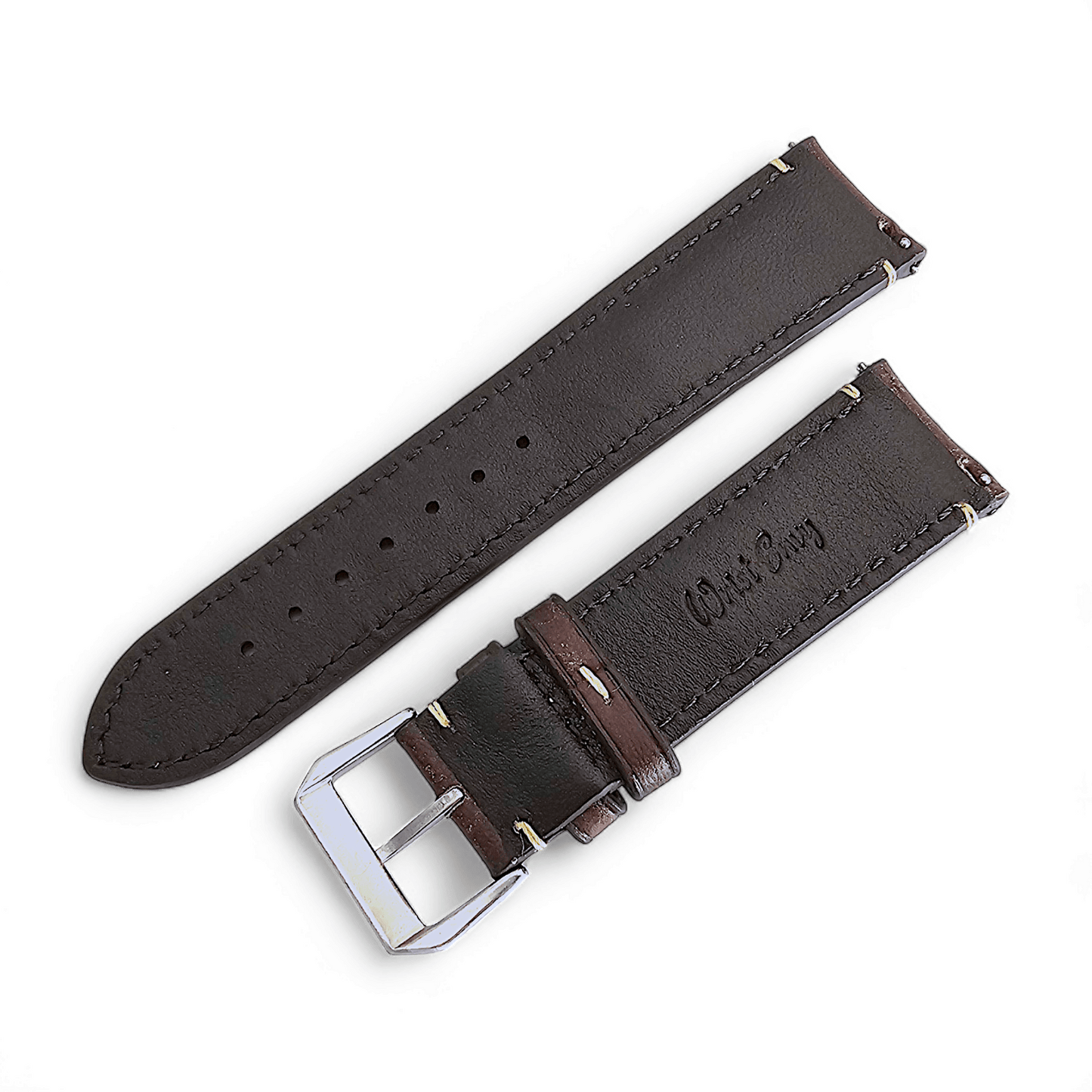 Vegetable Tanned Vintage Italian Leather Watch Strap 20mm 22mm Coffee Brown - Wrist Envy