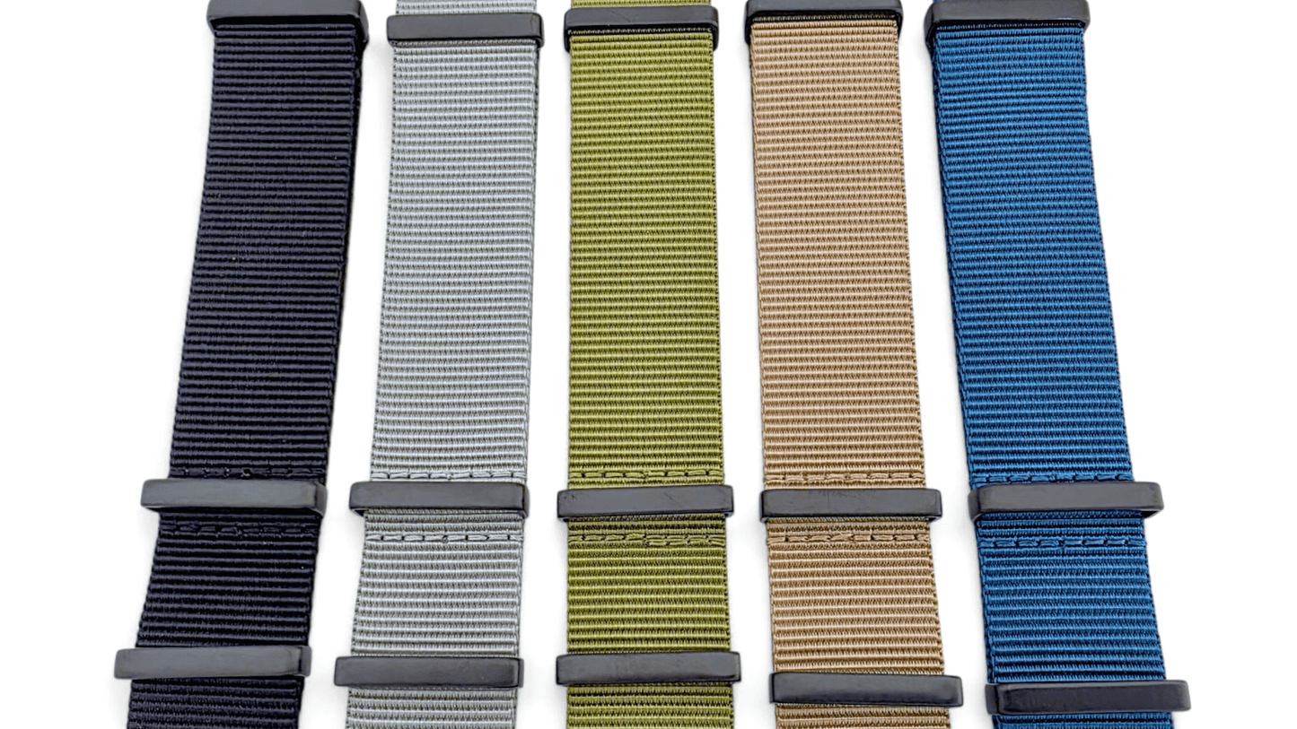 Velour Tubular Soft Touch Nylon Black Buckle Watch Strap 20mm 22mm Obsidian Black - Wrist Envy