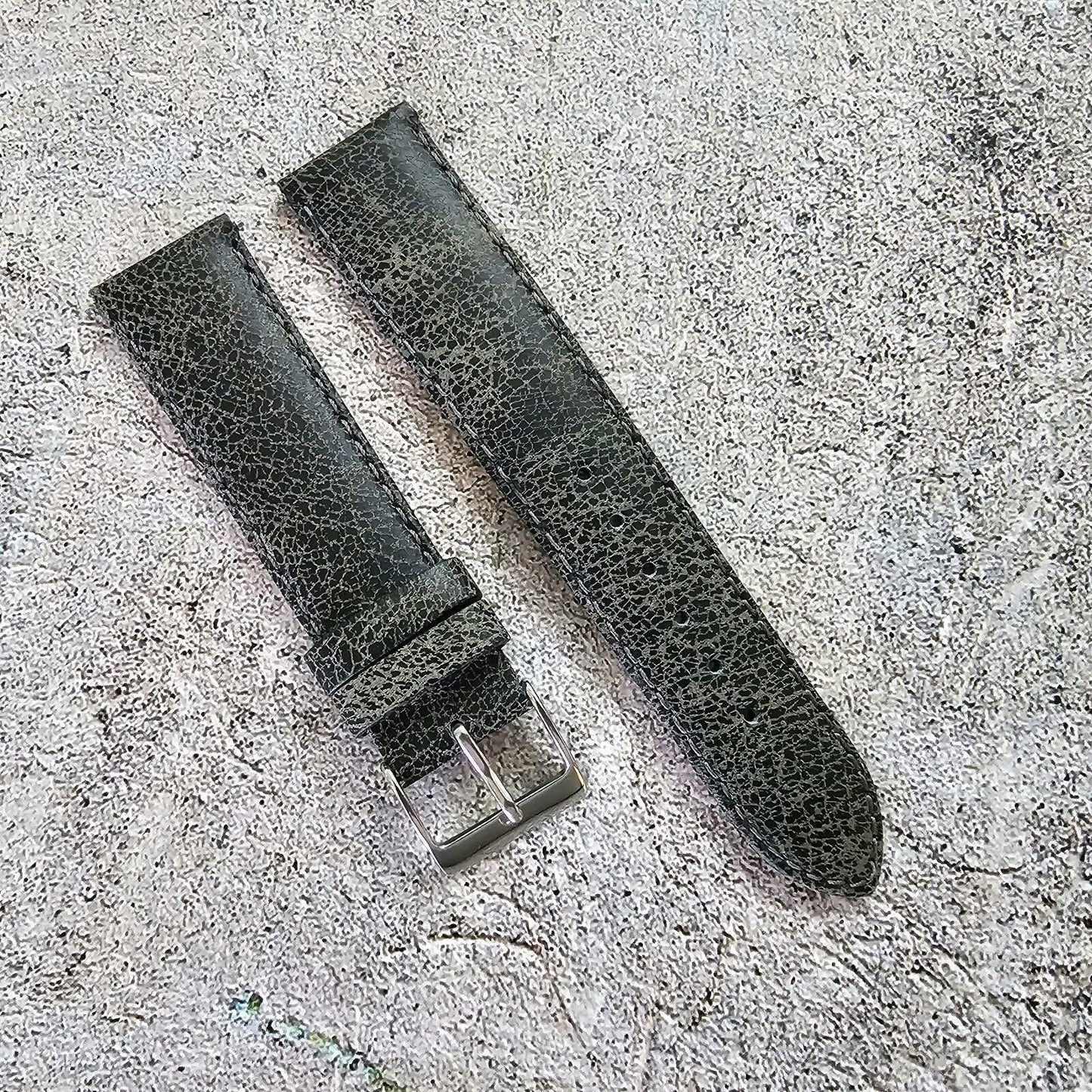 Vintage Leather Watch Strap 20mm Dark Grey - Wrist Envy