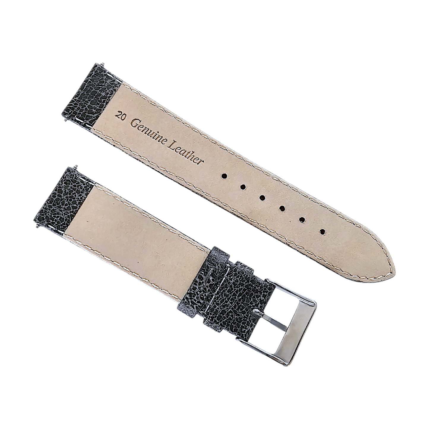 Vintage Leather Watch Strap 20mm Dark Grey - Wrist Envy