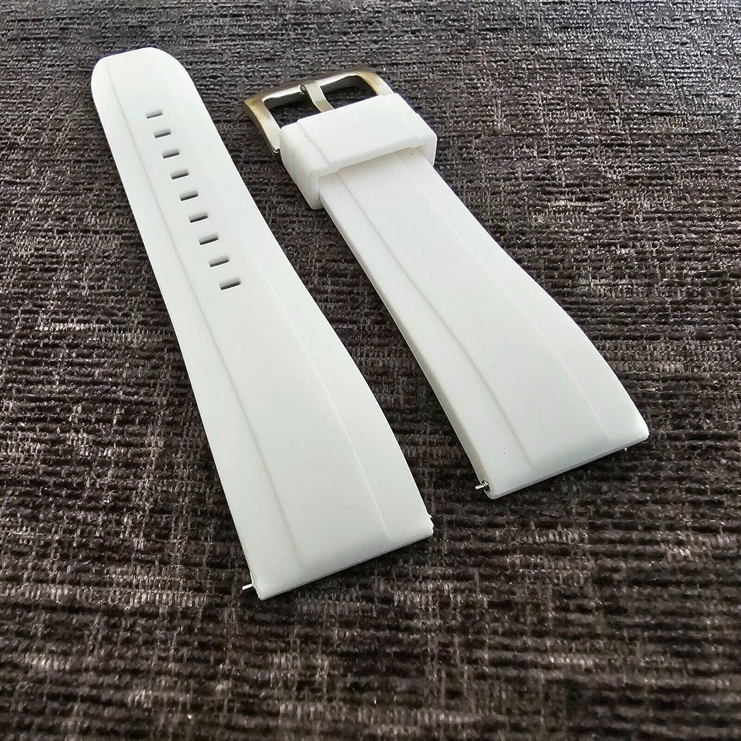 Watch Strap Band Silicone Rubber 22mm White Mens Divers Replacement Waterproof - Wrist Envy