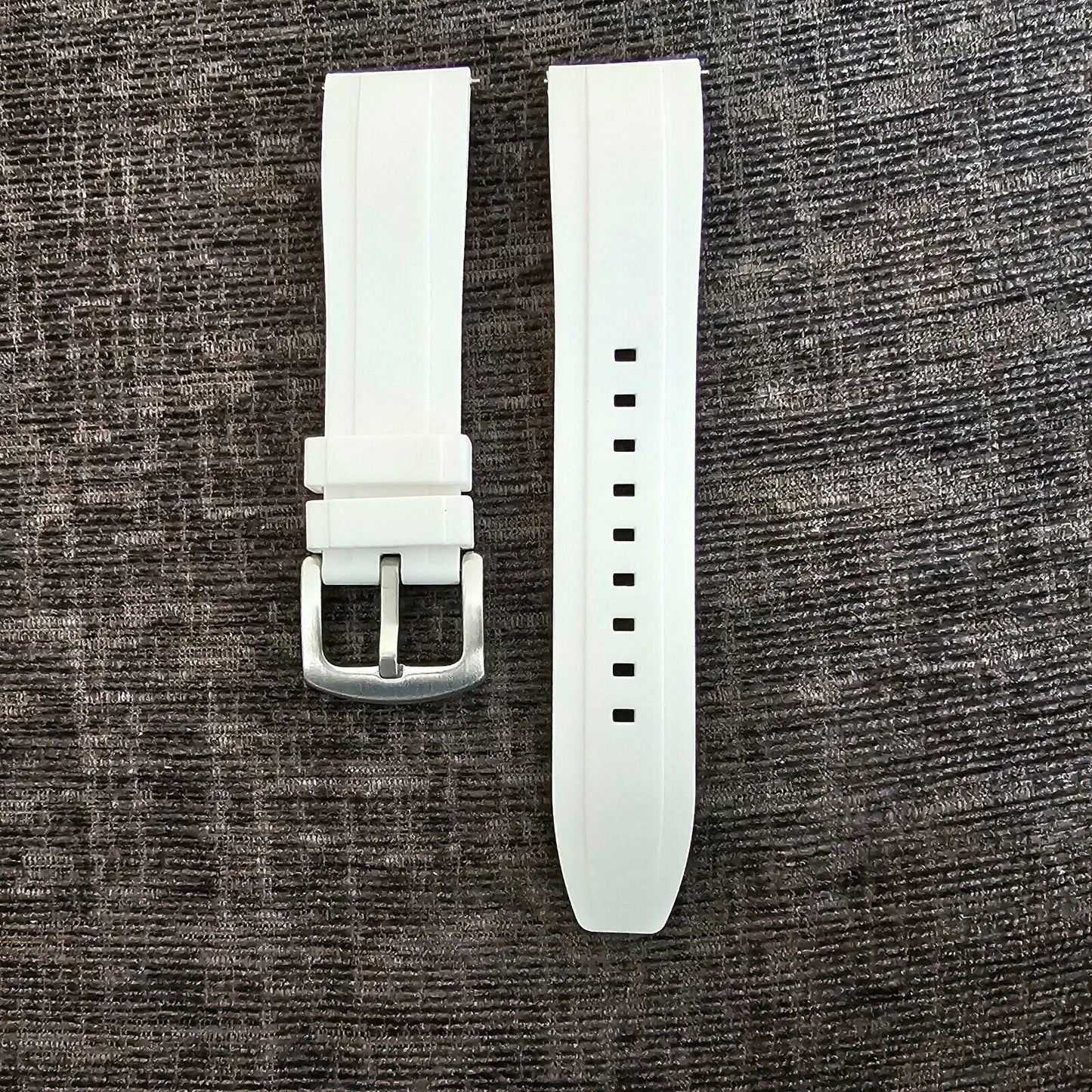 Watch Strap Band Silicone Rubber 22mm White Mens Divers Replacement Waterproof - Wrist Envy