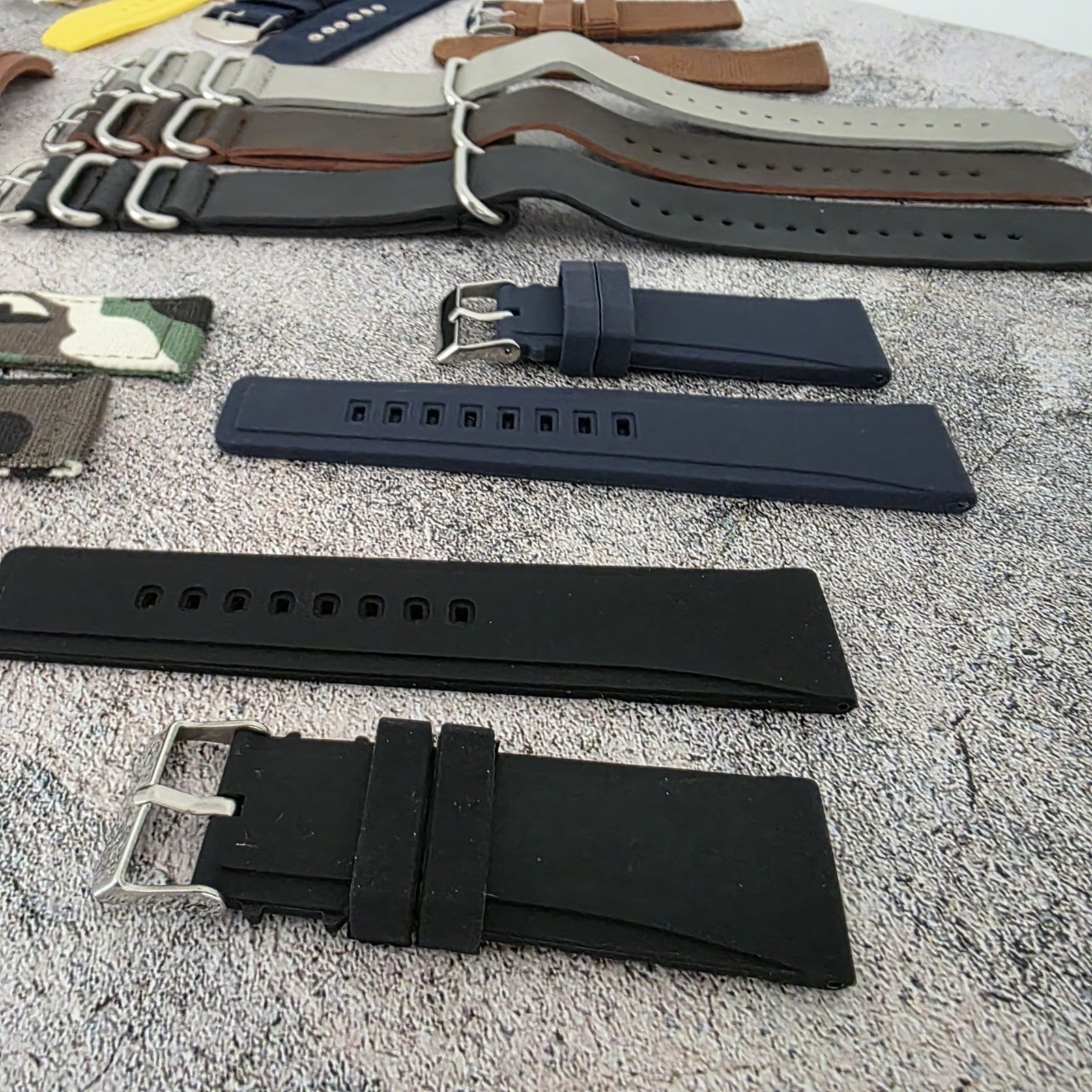 Watch Straps Job Lot Of 10 Canvas Leather Rubber 24mm Bands RRP £85 Two Piece UK - Wrist Envy
