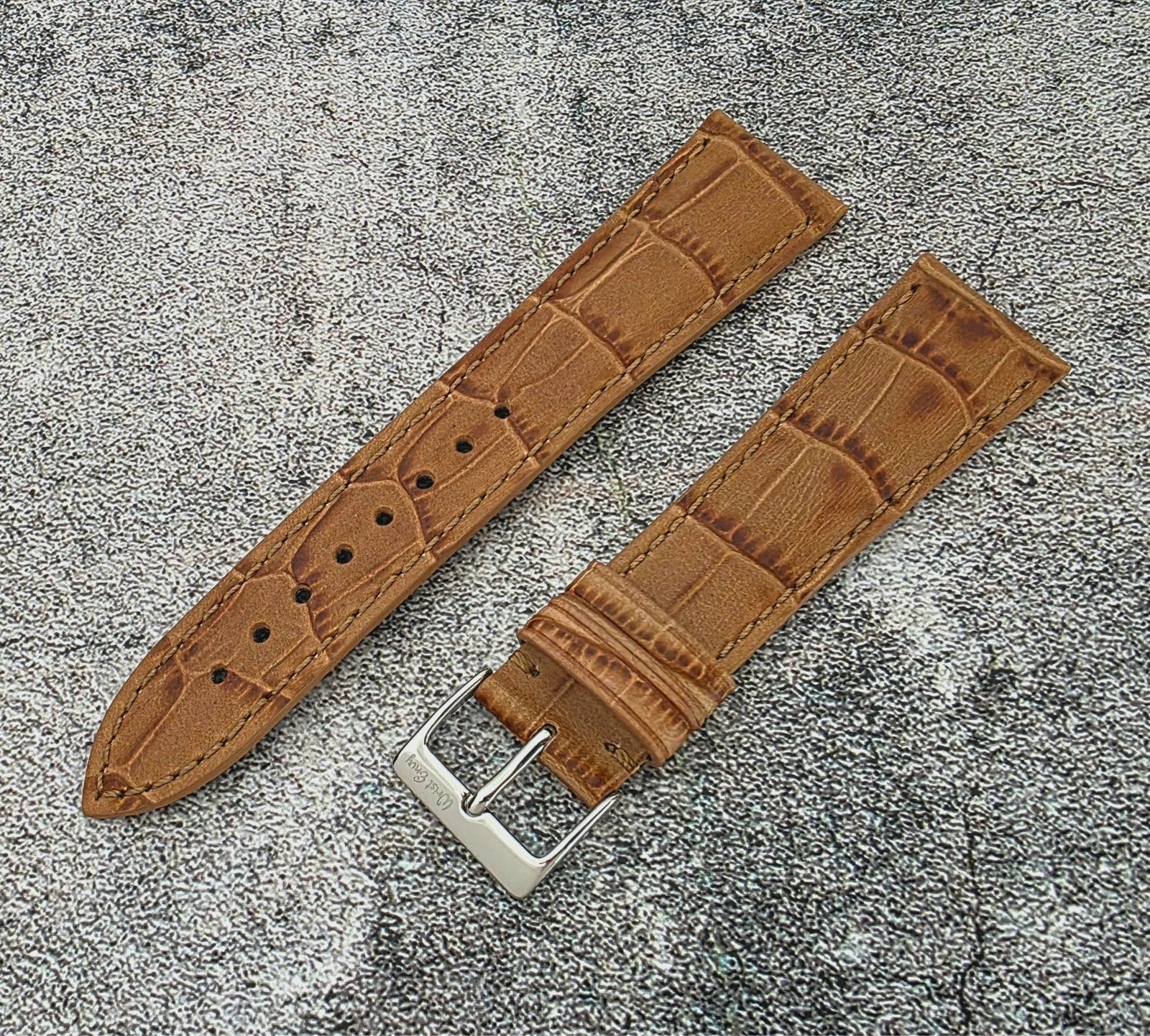 Wrist Envy Gator Print Italian Leather Watch Strap Band 20mm 22mm Quick Release - Wrist Envy