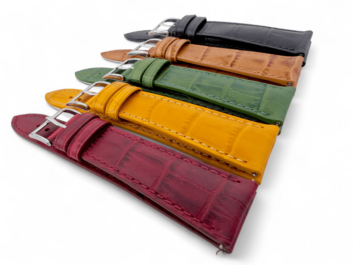 Wrist Envy Gator Print Italian Leather Watch Strap Band 20mm 22mm Quick Release - Wrist Envy