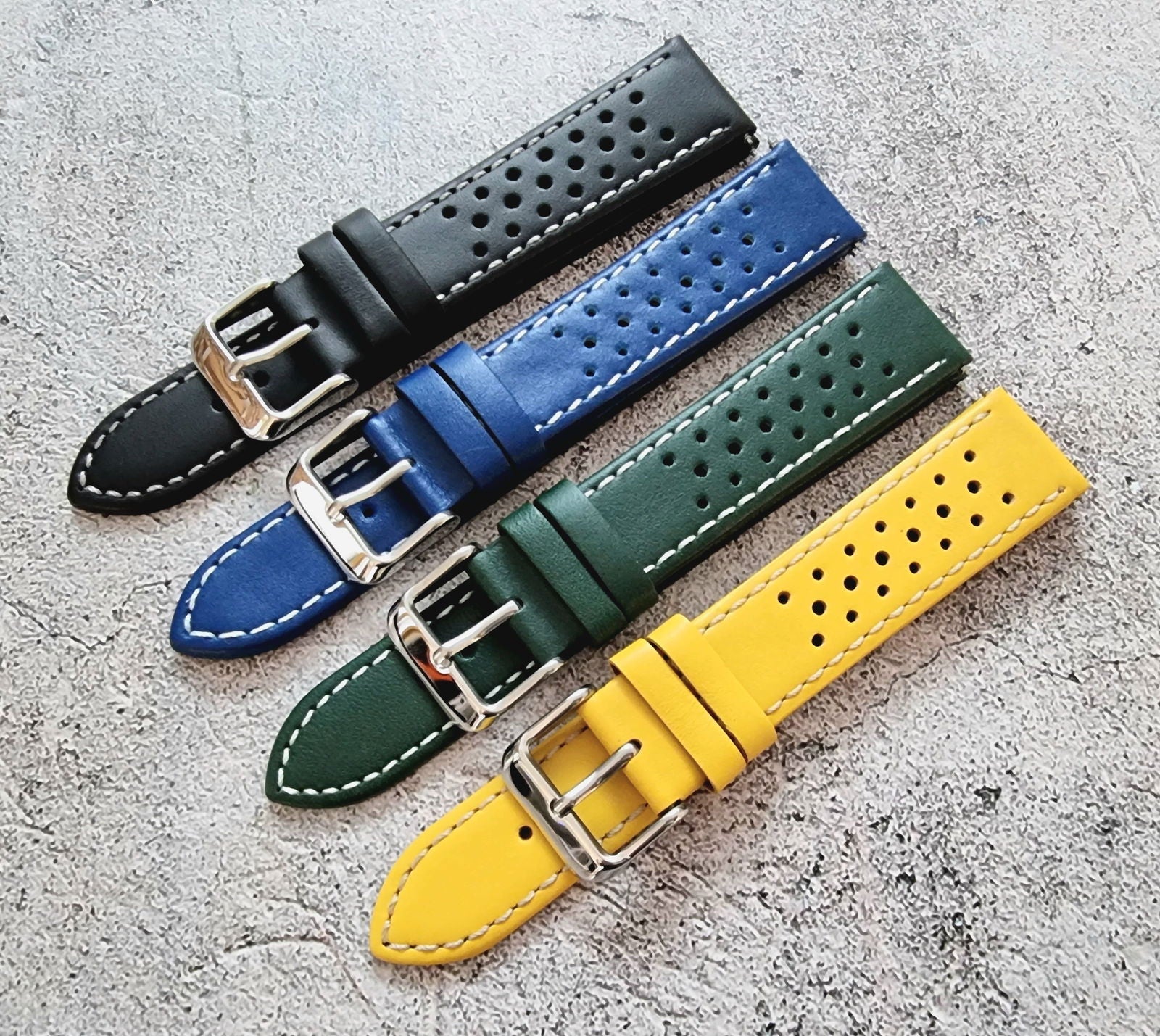Steel Rally Watch Strap Leather Rally Watch Straps - Custom Made - Wrist Envy