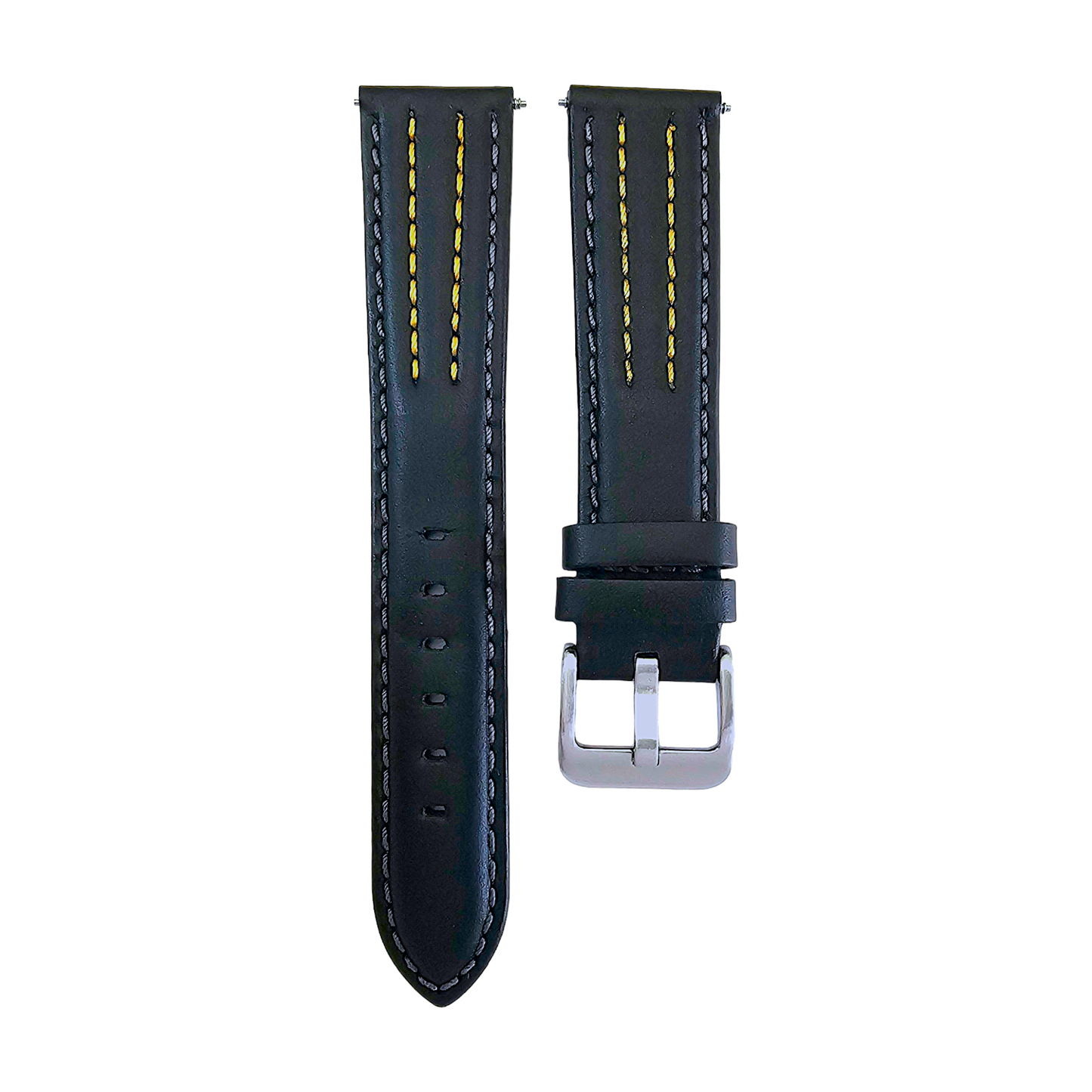 Black Leather Rally Watch Strap Band 18mm 20mm 22mm