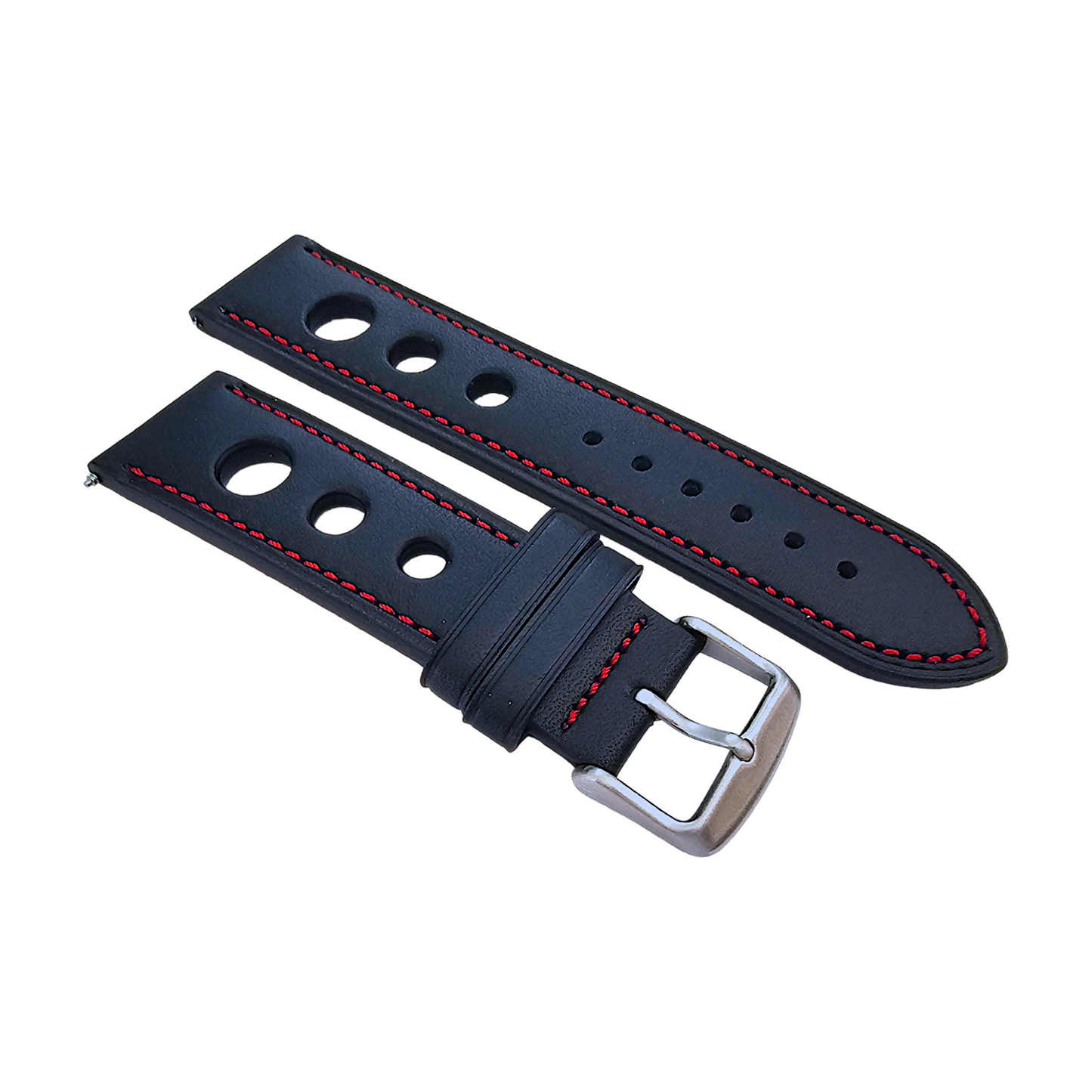 Premium Leather Rally Racing Watch Strap Band 18 20 22 24 mm Black Red Orange UK