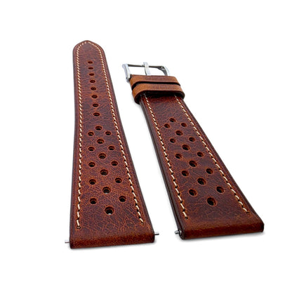 Genuine Full Grain Leather Badalassi Carlo Rally Watch Strap 20mm 22mm Dark Brown