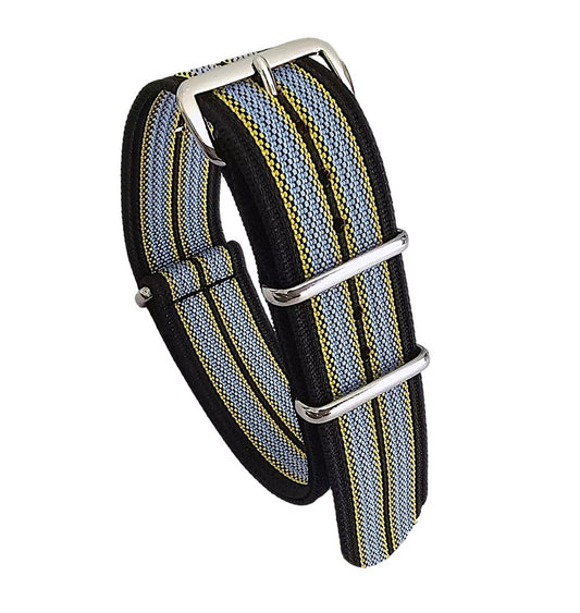 Ribbed Nylon NATO Watch Strap 20mm 22mm Black Yellow Grey