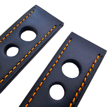 Premium Leather Rally Racing Watch Strap Band 18 20 22 24 mm Black Red Orange UK